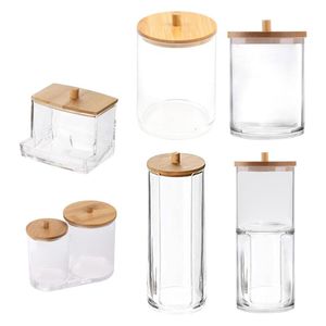 Storage Boxes Bins Acrylic Cotton Swabs Holder Clear Plastic Ear Stick Toothpick Canister Organizer Container For Ball Decorative