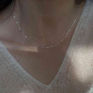 S925 Sterling Silver Geometric Necklace New Female Clavicle Chain Light Luxury Small Group Naked Simple Temperament Cold Wind