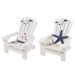 2 sztuk Małe drewniane krzesło plażowe Ornament Miniaturowy Dekoracja Obiekty Dekoracyjne Figurki