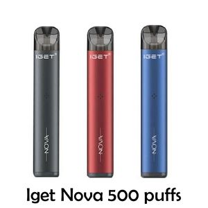 nova 3
 toptan satış-IGET NOVA Tek Kullanımlık Pod Sigara Cihazı Kitleri Puffs mAh Şarj Edilebilir Pil ml Değiştirilebilir Tercih Edilen Kartuş Vape Kalem VS Shion Artı Bang Renkler