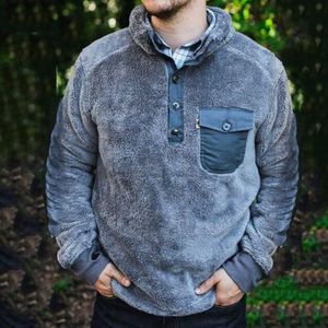 Wholesale thick pullover hoodies for winter resale online - Men s Hoodies Sweatshirts Autumn Winter Warm Men Tops Solid Fashion Casual Long Sleeve Pullover Hoodie Lamb Plush Thick Pocket Sweatshirt
