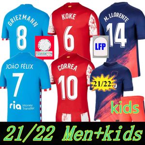 21 Top Soccer Jerseys Suarez Griezmann João Félix Madrid M Llorente Correa Koke Camisetas de fútbol Lemar Carrasco Män Kids Kit Fotbollskjorta
