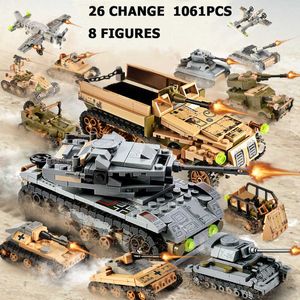 1061 stks Tank Bouwstenen Speelgoed Mini Figuren Voertuig Vliegtuigen Jongen Educatief Blok Militaire Compatibele Bricks Q0624
