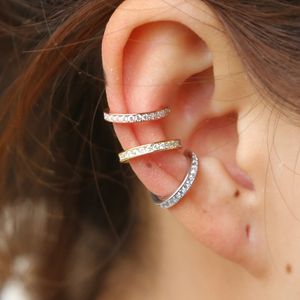 925 Sterling Silver Earrings Cuff Clip On Round CZ Circle Stack Kolory Brak Piercing Kobiety Kolczyk Akcesoria