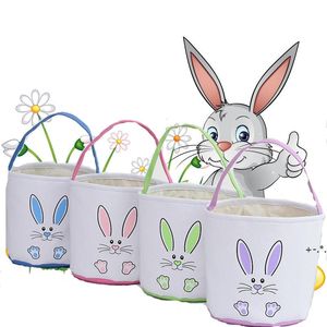 Najnowszy Easter Bunny Wiadro Świąteczny Kreskówka Królik Kosz Kosz Lub Tote Torba Zwierząt Wzór Kids Festival Prezent Rra10266