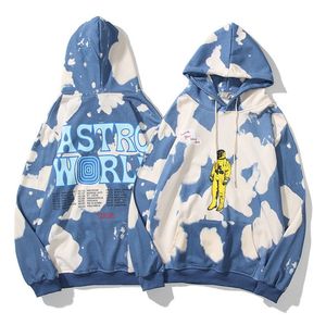 tie dye hoodies оптовых-Tevis Hoodies Astroworld Street Мода дизайн Письмо галстука краситель Свободные мужские и женские Terry Swiet для осенью зима модные толстовки