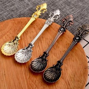 Wholesale vintage small spoons for sale - Group buy Vintage Alloy Coffee Crown Palace Carved Dining Bar Tableware Small Tea Ice Cream Sugar Cake Dessert Dinnerware Spoons LLF12586