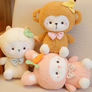 ingrosso giocattoli svegli per le ragazze-Indossare copricapo nuova serie di bolle giocattoli di peluche agnello super carino bambole ravasche di coniglio regali di nozze cuscini rilassanti per ragazze