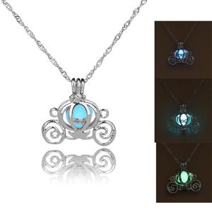 Cinderella Pumpkin Cage Pendant Necklace Glowing Bead In The Dark Luminous Jewelry Accessories Necklaces