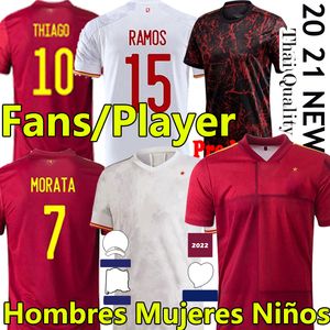 i̇spanya futbol forması çocuklar toptan satış-2021 Espana Futbol Formaları Rodrigo Torres İspanya Hayranları Oyuncu Sürümü Futbol Gömlek Morata Ramos Thiago Iniesta Erkekler Kadınlar Çocuk Seti Polo Eğitim Camisetas de Futbol