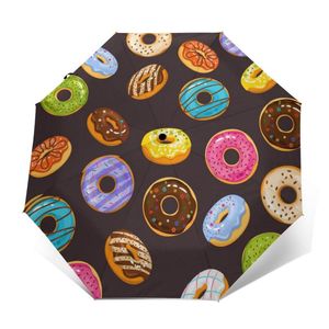 donut streuen großhandel-Regenschirme Bunte Glasur und Besprüht Donuts Winddicht Automatische Folding Invertierter Regenschirm Tragbare Paraguas für Mannfrau