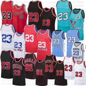 23 mayo kırmızı toptan satış-100 Dikişli Michael Basketbol Forması Dennis Rodman Formaları Scottie Pippen Kırmızı Beyaz Şerit Siyah Gömlek
