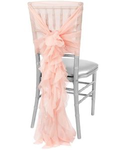 2021 In Stocks Different Colors Wedding Chair Covers Elegant Chiffon Ruffles Chairs Sashes Decorations Skirts ZJ002