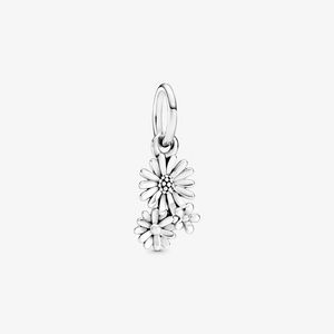 Oryginalny Sterling Silver Daisy Kwiat Bukiet Dangle Charm Fit Pandora Oryginalne Europejskie Charms Bransoletka Moda Kobiety Ślubne Biżuteria Akcesoria