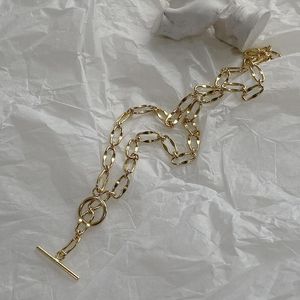 gümüş geçişli zincir toptan satış-Kalın Bağlantı Zincirleri Kolye Kadınlar için OT TOGGGLE Ayar Gümüş Chokers Ins Industrial Punk Rock Moda Takı