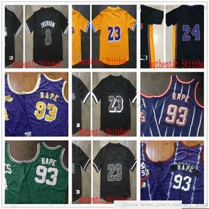 Authentic Real Stitched Retro Short Sleeve Basketball Jerseys Mitchell Ness Vintage Allen James Iverson BA PE Jersey