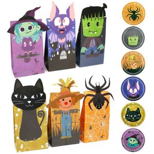 6st Happy Halloween Pappersförpackning Presentkassar Mat Candy Sweets Boxes Party Decoration Favoriter Present Trick eller Treat Bag