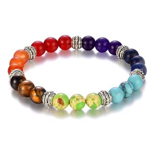 small bead bracelets achat en gros de 100 Toutes les perles de pierre naturelle Bracelet de chakra pour femmes hommes Yoga Buddha joueur petit Big tailles Dorp Bracelets perlés Strands