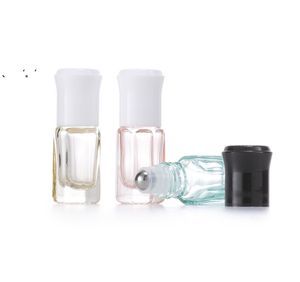 glasflaschenrollenball großhandel-3ml Parfüm Rolle auf Glasflasche klar ätherische Ölfläschchen mit Metallkugelrolle RRD12032