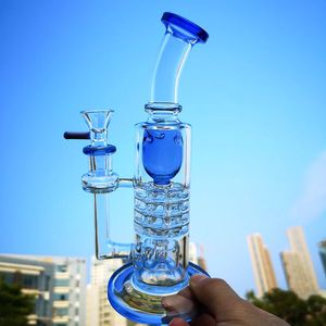 Wholesale glass torus for sale - Group buy 8 Inch Glass Bongs Inverted Showerhead Oil Dab Rig Heady Hookahs Barrel Perc Water Pipe Thick Bong Torus Ratchet Perc With Bowl YQ02
