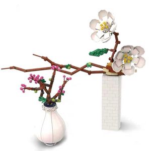 cru bloc achat en gros de Vase Vase Vase Vase Vase Vase en pot Fleurs en pot Phalaenopsis Blossom Bâtiment Briquet Brique Accessoires Modèle Jouets pour enfants Q0823