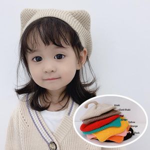 Wholesale knit baby beret resale online - Type D Cat Ears Tail Children s Beret Hat Baby Solid Color Autumn And Winter Wild Kids Princess Knitted Wool Warm Caps Berets