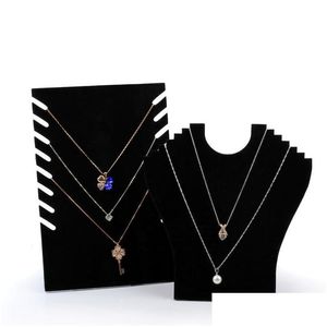 velvet jewellery stand al por mayor-Collar de joyería Cadena de exhibición de la cadena Cartón de cartón negro Velvet Elegante Joyería plegable Muestra para estantería de tienda Boutique Kiosk Crafts DNJK2