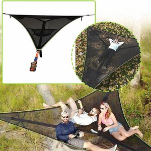 キャンプマルチペアハンモック3ポイントデザイン携帯用ハンモック多機能三角形の空中マット屋外睡眠のための便利