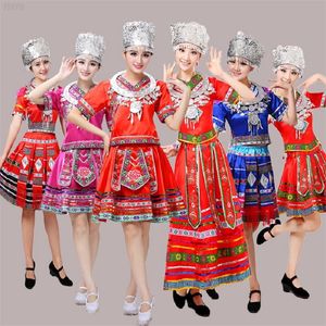 miao kostümleri toptan satış-Klasik Geleneksel Çince Dans Kostümleri Kadınlar için Miao Hmong Giysileri Hmong Giysileri Çin Ulusal Giyim