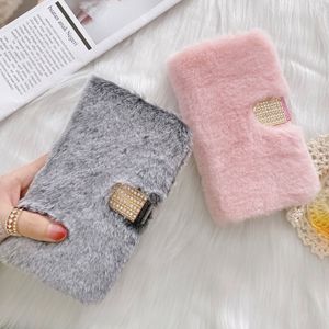 Wholesale fur iphone cases resale online - Fashion plush iphone case faux fur gold beaded card holder warm winter phone cases for iphone Plus XR X XS Pro Max mini Pro fast ship