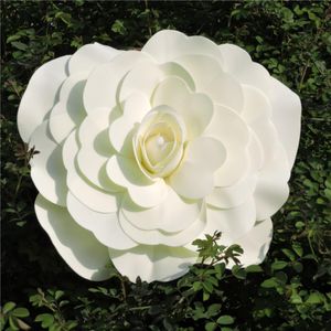CM Foam Big Artificial Rose Flower Wall Hang Fake Wedding Home Background Decor White Blue Pink No Plant F001 Decorative Flowers Wreat
