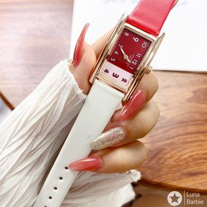 ファッション時計女性の女性の女の子の長方形カラーマッチングスタイルレザーストラップ腕時計TC01