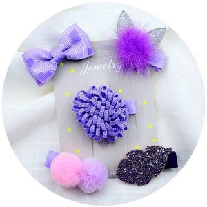 Hair Accessories set Headwear Baby Girls Purple Bow Hairpins Clip For Barrettes Flower Headdress Children Princess