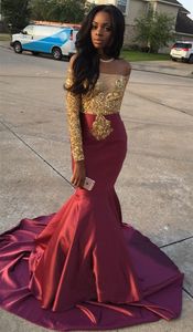Wholesale long sleeve formal gowns women for sale - Group buy Black Girls Off The Shoulder Lace Embellished Mermaid Prom Dress Long Sleeve Appliques Evening Formal Gowns for Women