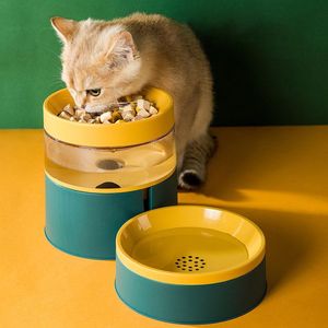 Wholesale cat water fountain dish resale online - Cat Bowls Feeders L Pet Bowl Automatic Feeder Small Dog With Water Fountain Double Drinking Raised Stand Dish For Cats