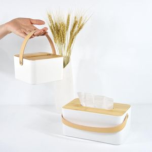 бамбуковый держатель для туалета оптовых-Коробки тканей Салфетки Nordic Portable Desktop Box Гостиная Ванная комната Бамбуковая крышка салфетка для салфетки