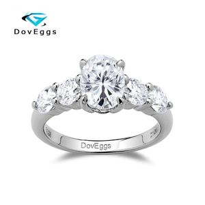 Cluster Rings DovEggs Fashion Sterling Silver mm Oval GH Color Moissanite Engagement Ring For Women Daily Wear Wedding Band