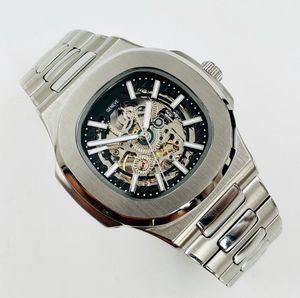 famosos relojes cuadrados al por mayor-Hombre Skeleton Square Men Business Watches Lujo Famoso Mecánico Automático mm l Reloj de acero inoxidable Montre de Luxe Wristwatches Reloj de pulsera azul