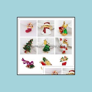 Pins Jewelrychristmas Rhinestone Crystal Brooches Bell Snowman Angels Brooch And Pin Clothes Decor Christmas Gifts Xz86 Drop Delivery
