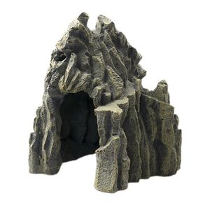 akvaryum kaya mağara toptan satış-OOTDTY Akvaryum Dekorasyon Yapay Reçine Kafatası Mağara Balık Tankı Kaya Dağ Süsleme Peyzaj Mini Boyutu inç Uzun boylu