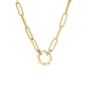 Wholesale gold plated paper clip necklace resale online - High quality gold plated large paper clip chain diamond enhancer necklace