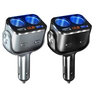 New V V Car Cigarette Lighter Auto Splitter Socket Dual USB Charger QC Fast Charge with Switch Voltage Display