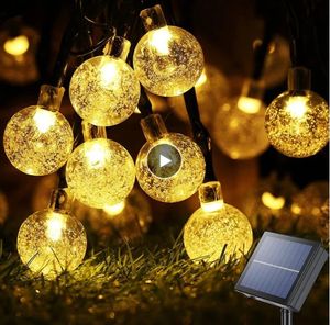 Słoneczna lampa sznurka zewnętrzna LED Crystal Globe Lights z trybami Wodoodporne Pasio Światło do ogrodu Decor