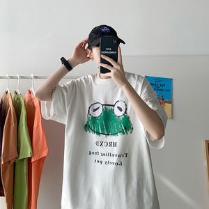 adolescentes coreano casuais venda por atacado-Homens t shirts Gráfico de rã verde camiseta para mens verão roupas casuais adolescentes grandes moda coreana anime impresso streetwear tees