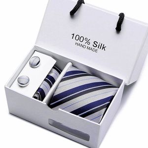 krawatte manschettenknöpfe eingestellt großhandel-2021 Herren Krawattenanzug Geschenkbox Gruppen Krawatten Geschäftskleid für Hochzeit