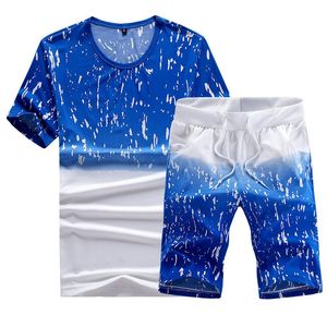 i̇ki parçalı eşofman şort toptan satış-Erkek Eşofman Yaz Giysileri Spor Iki Parçalı Set T Gömlek Şort Marka Parça Giyim Erkek Taze Spor Takım Elbise Koca T Shirt