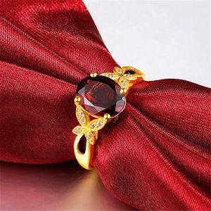 rubis et achat en gros de Bague en cristal de papillon en cuivre plaqué or anneau solitaire réglable Ruby Garnet bijoux Romantique Mode proposition Cadeau