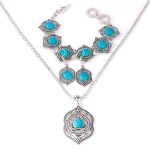 Wholesale dubai african jewelry sets pendant earrings for sale - Group buy Earrings Necklace African Vintage Style Pendant Blue Crystal Dubai Bridal Romantic Wedding Party Bracelet Fashion Jewelry Sets