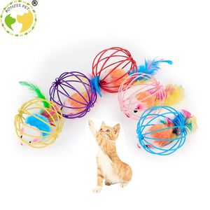 ingrosso fornitori di piume-Cat Toys Bonzerpet Giocattolo interattivo Piuma giocattolo con Piccolo Bell Mouse Ball Gage Artificiale Teaser PET VAUSER PET fornitore