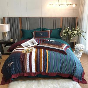 Sängkläder sätter digital Clear Printed Luxury TC Egyptisk bomullsuppsättning Queen King Duvet Cover Bed Sheet Pillowcases Soft Easy Care